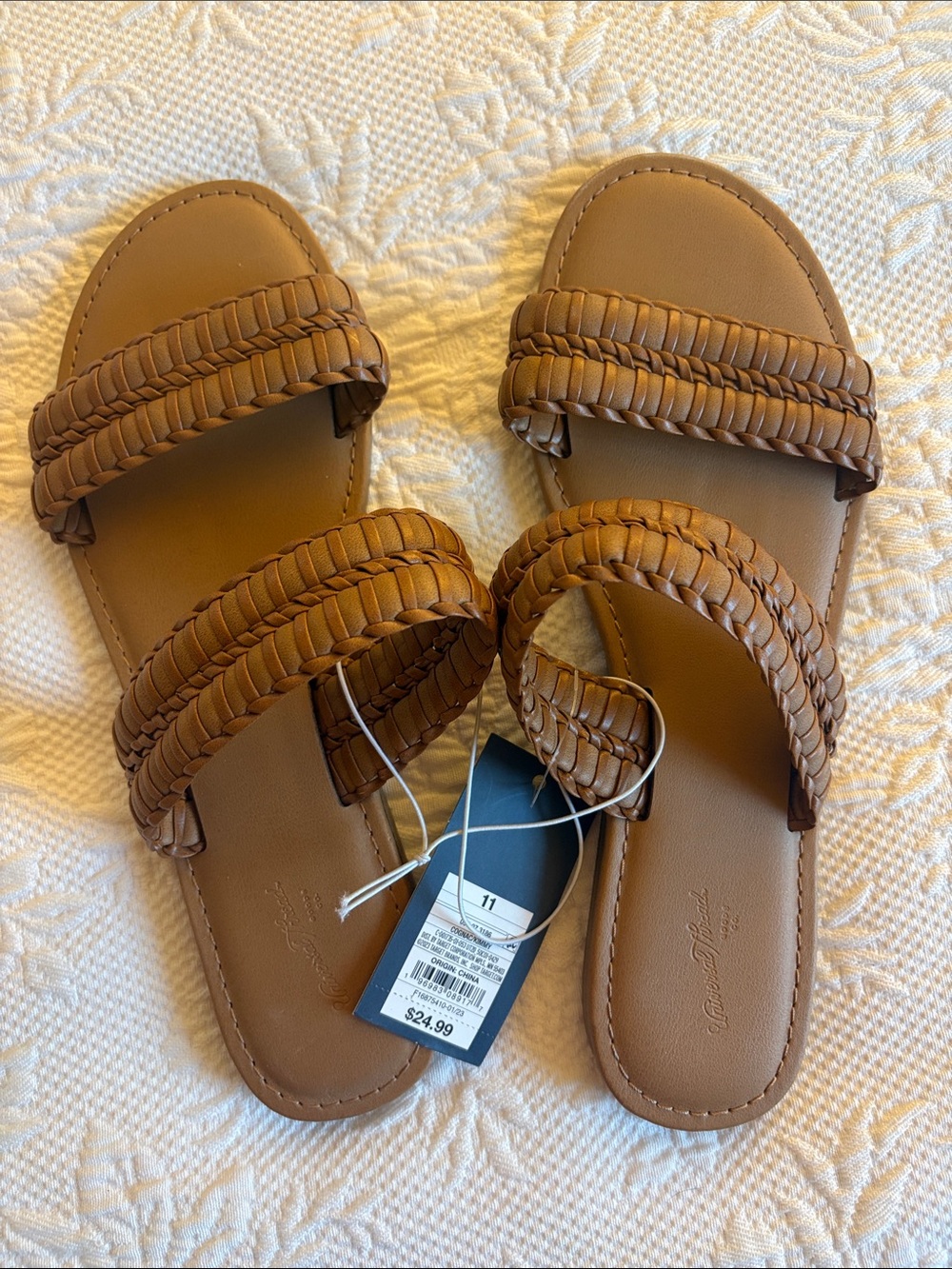 NWT Braided Double-Strap Women's Slide Sandals